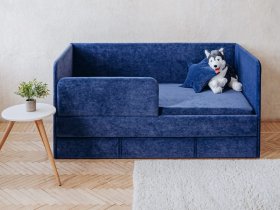 Диван-кровать Happy (синий) в Енисейске - enisejsk.mebel-nsk.ru | фото