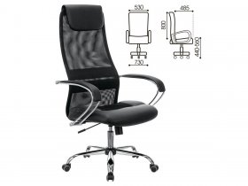 Кресло офисное BRABIX PREMIUM Stalker EX-608 CH, хром, ткань-сетка/кожзам, черное в Енисейске - enisejsk.mebel-nsk.ru | фото