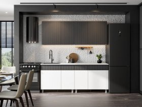 Кухонный гарнитур София (2,0м) (бланж/графит матовый) в Енисейске - enisejsk.mebel-nsk.ru | фото