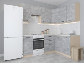 Модульная угловая кухня 1,4м*2,1м Лада (цемент) в Енисейске - enisejsk.mebel-nsk.ru | фото